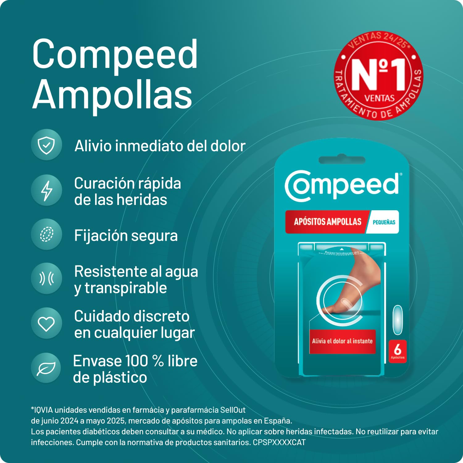 COMPEED Ampollas Pequeñas, Apósitos Hidrocoloides Contra Rozaduras, Pack 6 uds.