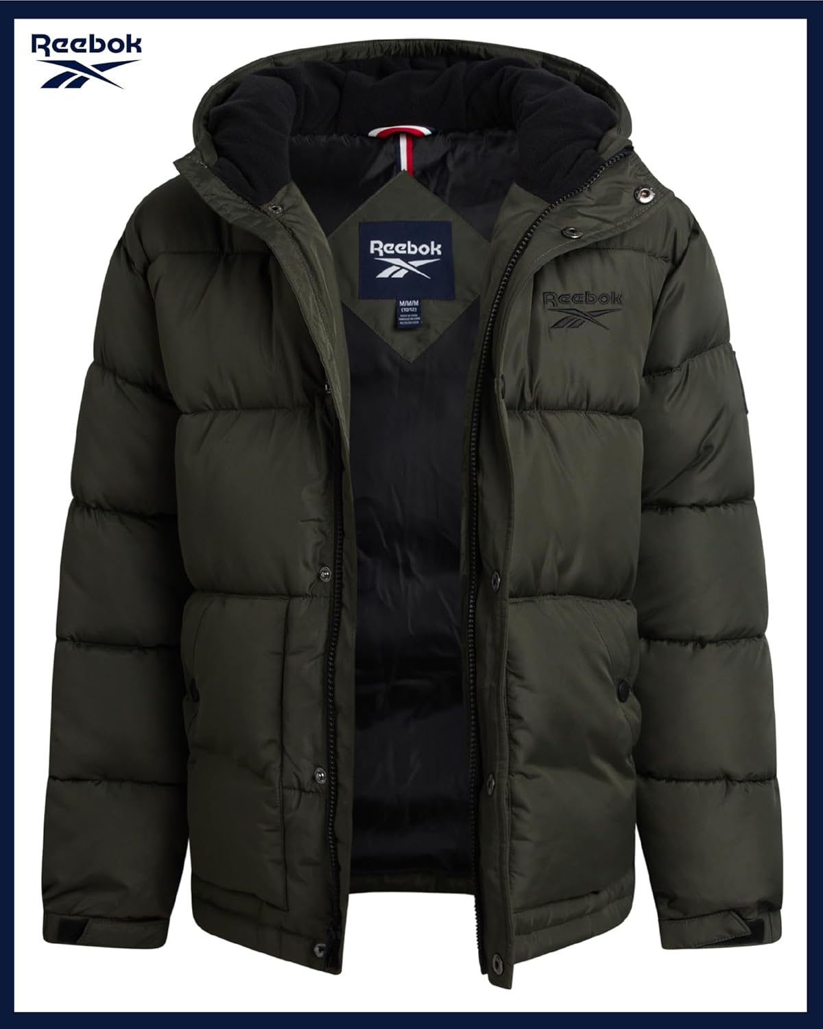 Reebok Boys Puffer Jacket - Heavyweight Wind & Water Resistant Hooded Boys Winter Jacket - Cozy Insulated Puffer Winter Coat - Image 3