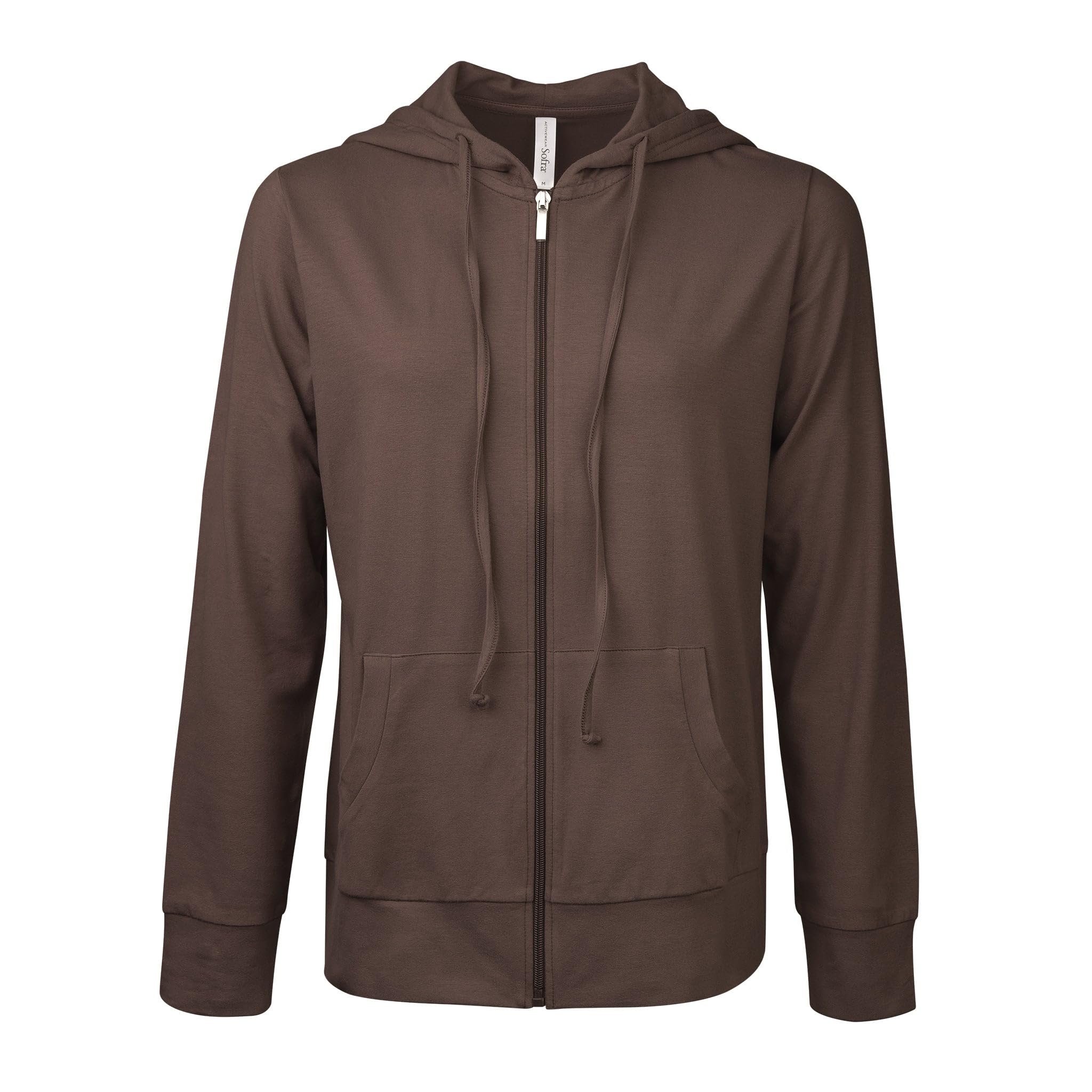 Sofra Women's Thin Cotton Zip Up Hoodie Jacket