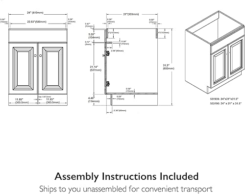 Miniatura 63 de Design House Wyndham 597229 - Armario de tocador de baño de 36 pulgadas, listo para montar, color blanco