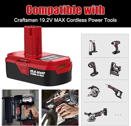 Miniatura 3 de AYTXTG Paquete de 2 baterías de litio C3 de 3.5 Ah de repuesto para batería Craftsman de 19.2 voltios + 2 puertos para cargador dual Craftsman de