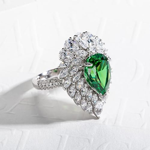 Miniatura 4 de 4CT-7CT Cubic Zirconia Cocktail Rings Pear CutHeart CutRadiant Cut 5A Grade Simulated Diamond CZ Statement Engagement Promise Ring for Women