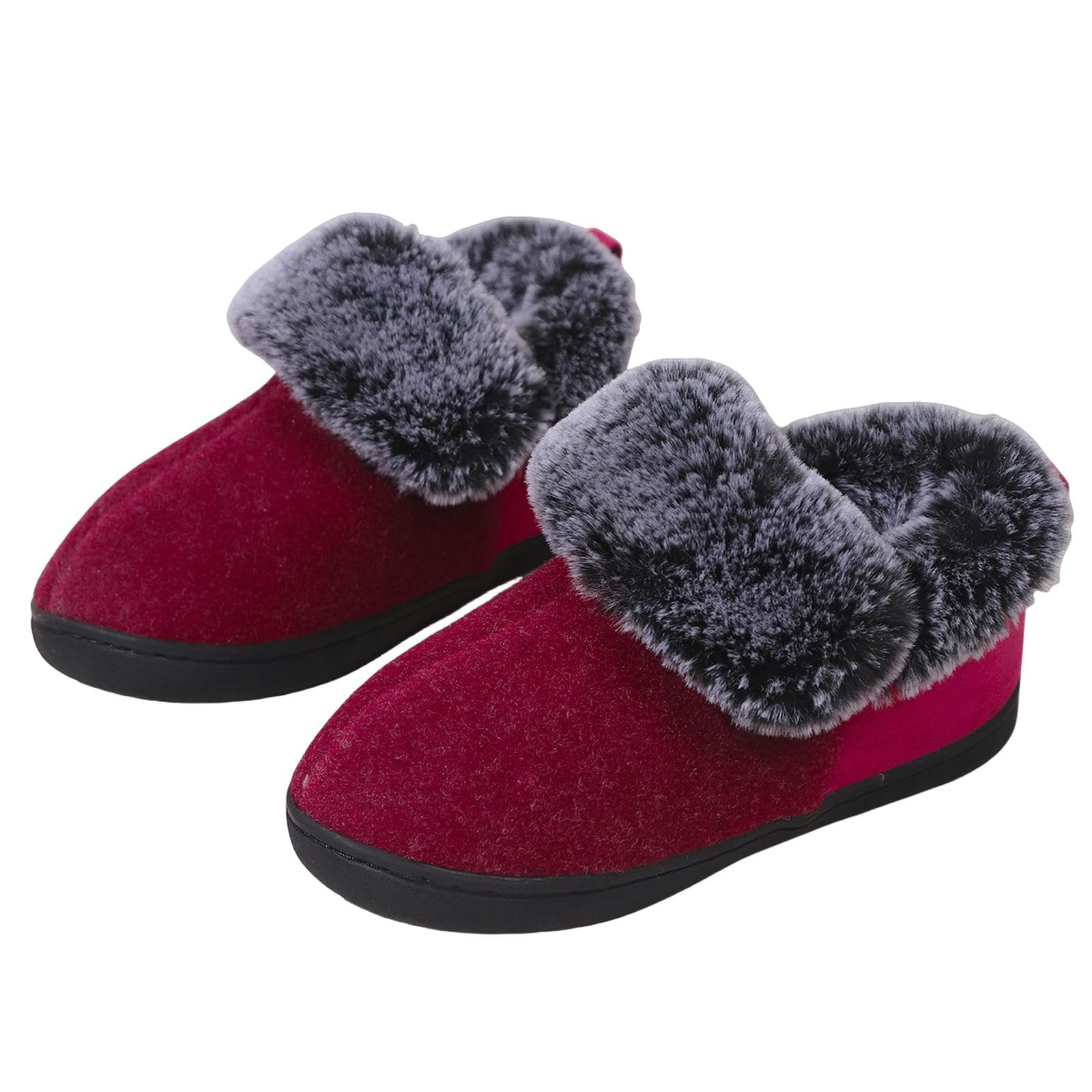 Pantofole Pantofors Morbido Peluche Peluche Accogliente Scarpe da Punta Aperta di Piedi da Casa Interno Slip Comodo Comodo Traspirato-claret-38-39