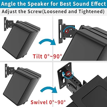Notiela Speaker Wall Mount for Sonos Five & Play 5 Gen 2 Speaker Mount Tilt & Swivel Adjustable Bracket for Sonos Play:5 Sonos Five Wall Mount, Black