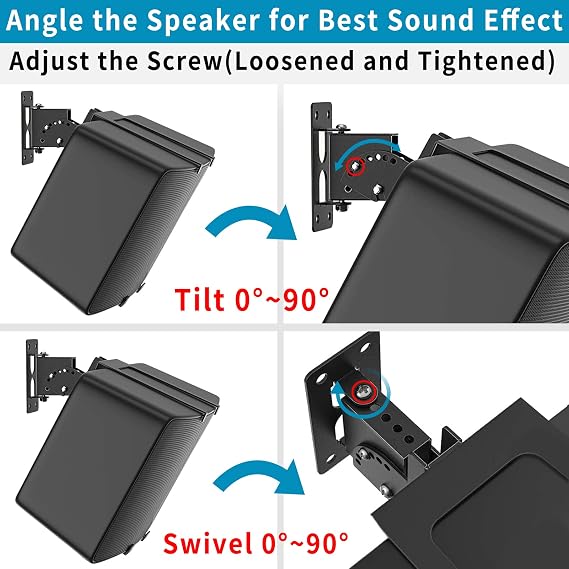 Notiela Speaker Wall Mount for Sonos Five & Play 5 Gen 2 Speaker Mount Tilt & Swivel Adjustable Bracket for Sonos Play:5 Sonos Five Wall Mount, Black
