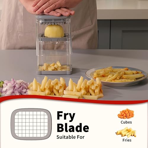 Miniatura 7 de Solucky - Cortador de papas fritas y cebollas, cortador profesional de verduras de estilo casero, ideal para papas, zanahorias, pepinos, calabacín