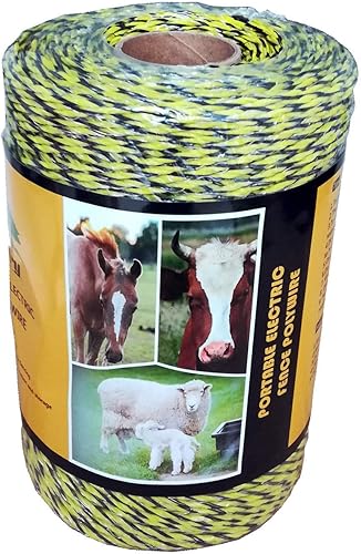 Miniatura 7 de Farmerry Valla eléctrica portátil con 6 conductores, amarillo y negro, 656 pies, 656.2ft