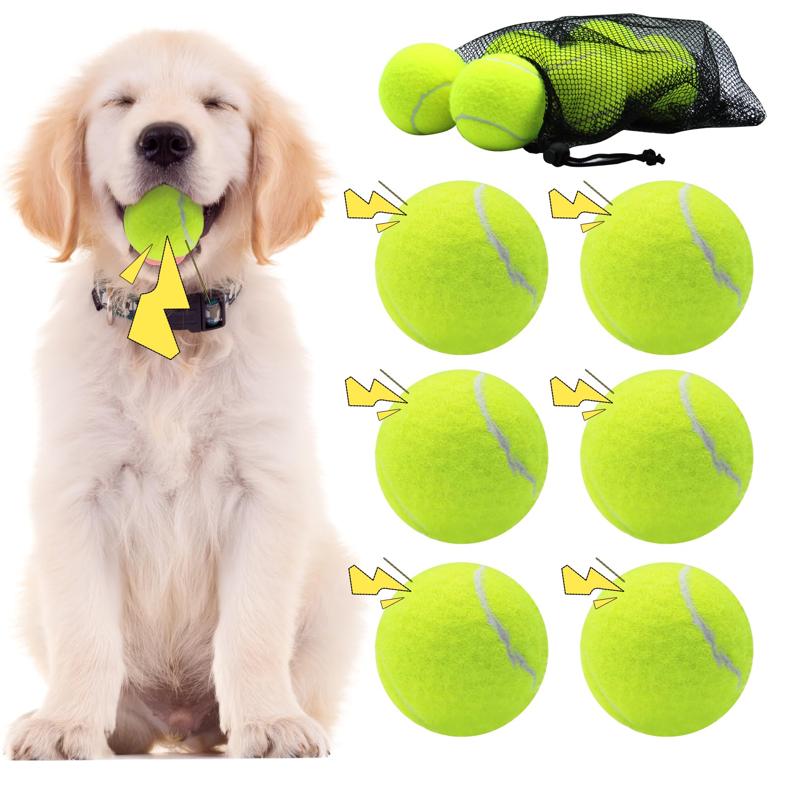 Swingers Squeaky Tennis Balls for Dog, 2.5 Inch Training Tennis Balls