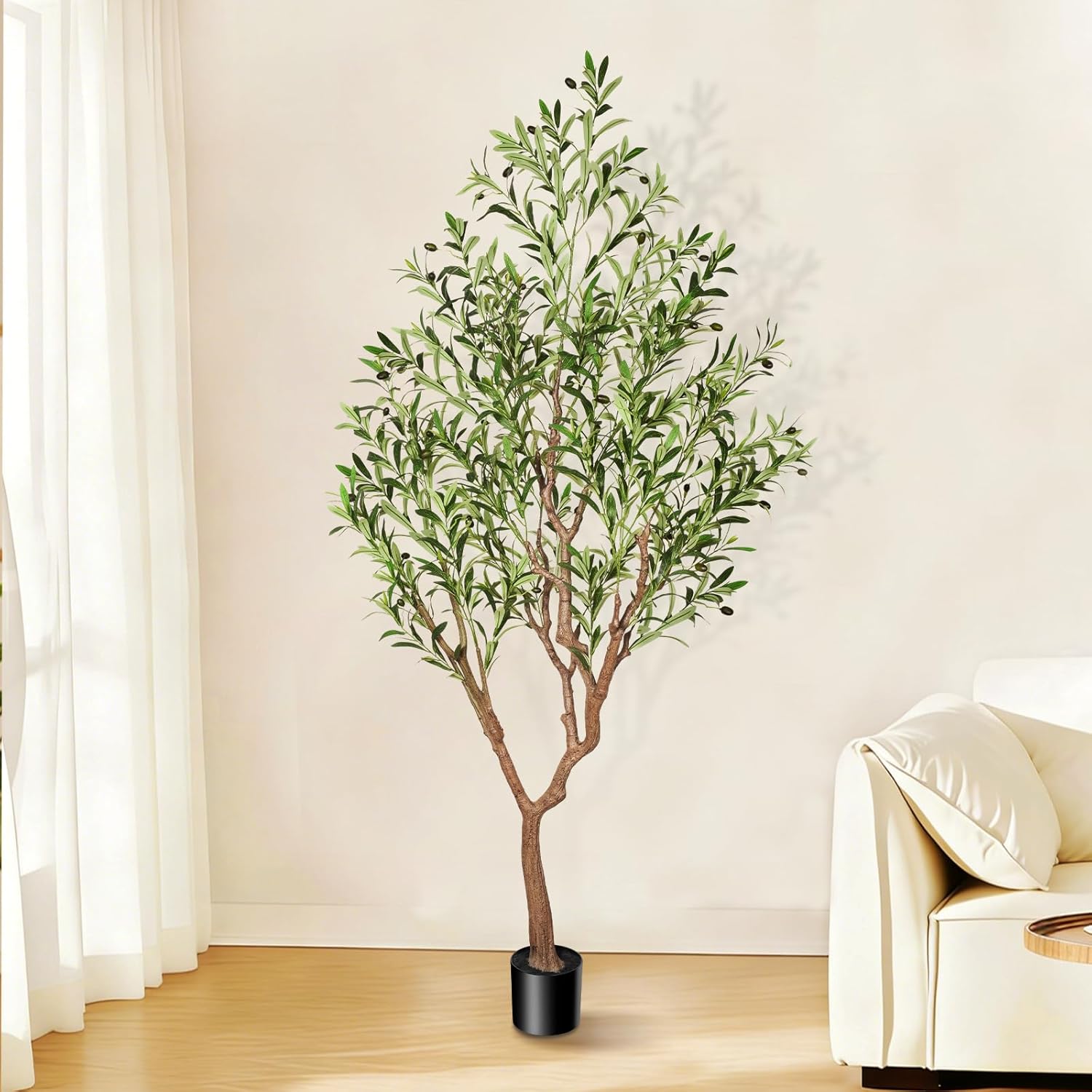 Suntee Olive Tree Artificial Indoor 6ft, Faux Olive Tree with Large Olive Branches and Realistic Fruits, Fake Floor Plant Artificial Plants Indoor for Home Office Living Room Decor