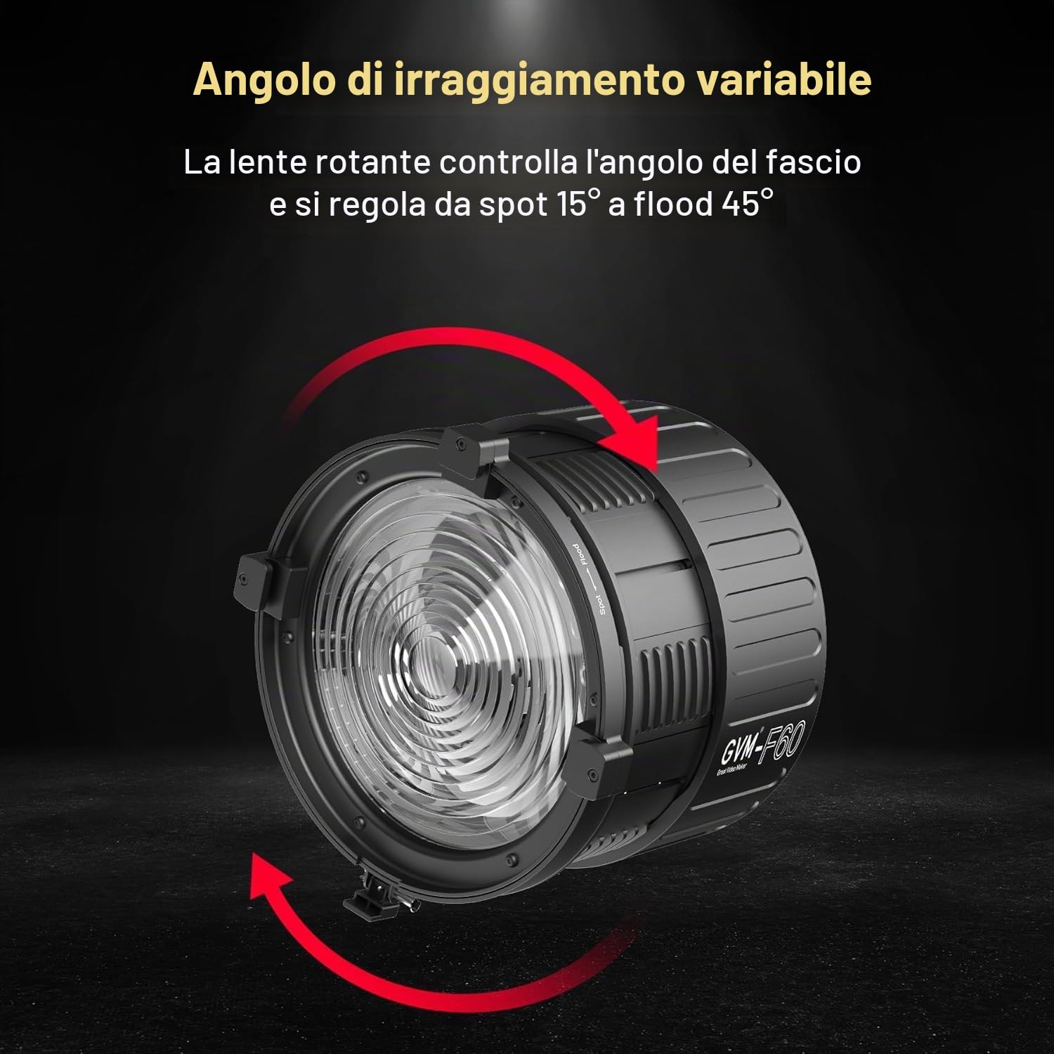 GVM - Lente Fresnel per luce video a LED con supporto Bowens, compatibile con PROSD400B, 500B, 650B, SD600D, SD600S, illuminazione di uscita continua per studio fotografico
