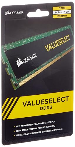 Corsair CMV4GX3M1A1333C9 Value Select 4GB (1x4GB) DDR3 Up to 1333 Mhz CL9 Mainstream Desktop Memory Module