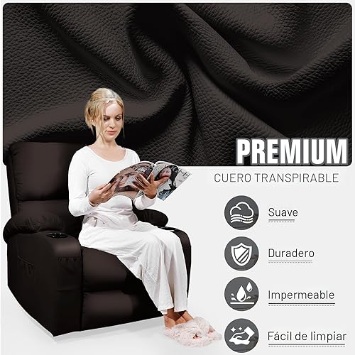 Miniatura 5 de Silla reclinable mecedora, silla reclinable de masaje con masaje por vibración y calor, sillas reclinables giratorias de 360°, sala de estar,
