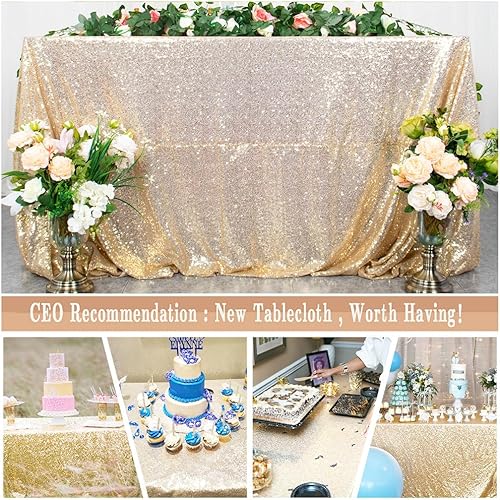 Miniatura 10 de ShinyBeauty - Mantel rectangular de lentejuelas (60 x 102), diseño de bodas y fiestas de Navidad