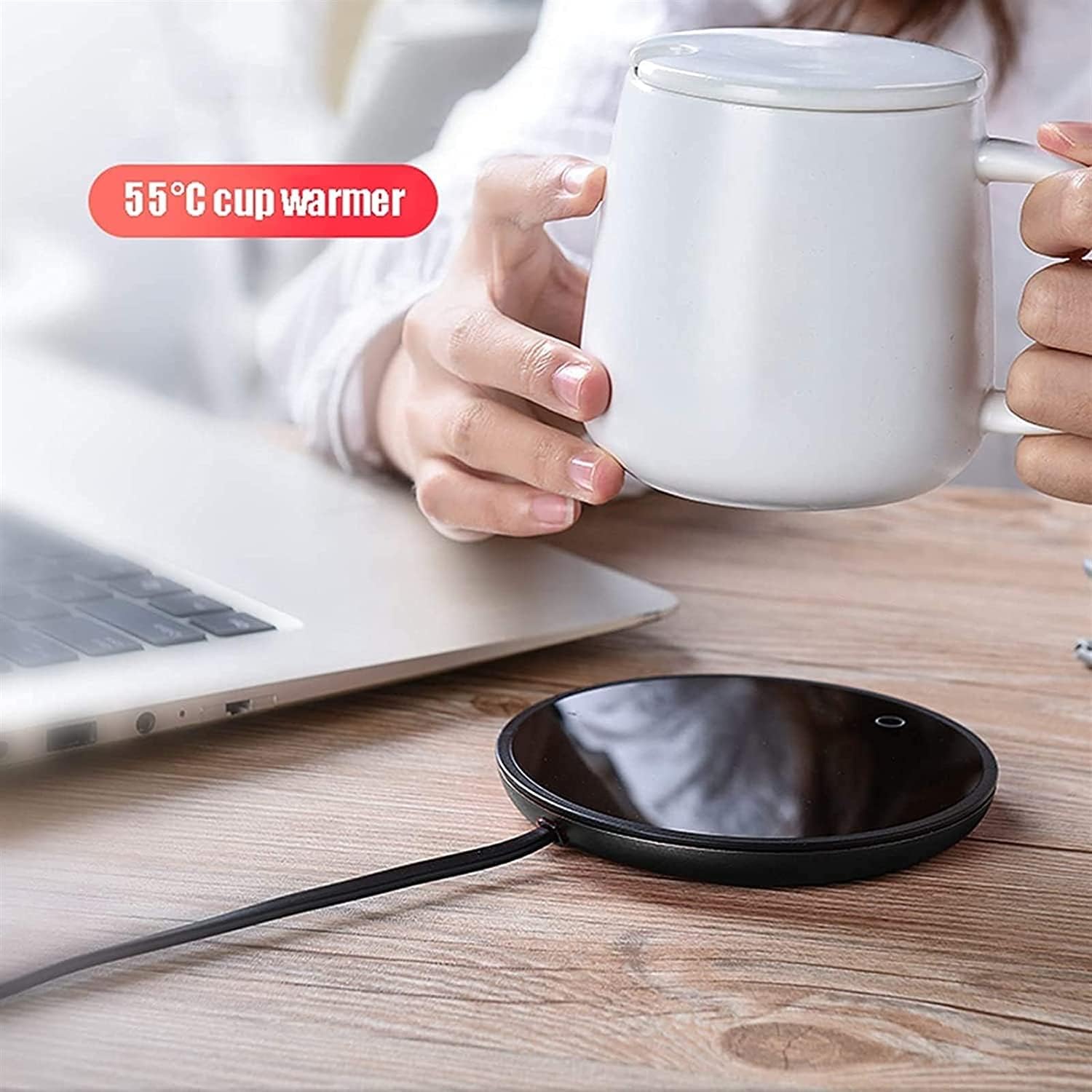 Coffee Warmer with Auto Shut Off Electric Mug Warmer for Office Home Desk Use Cup Warmer Plate for Coffee Milk Tea Water Christmas/Birthday Gift Black (Color : Black)