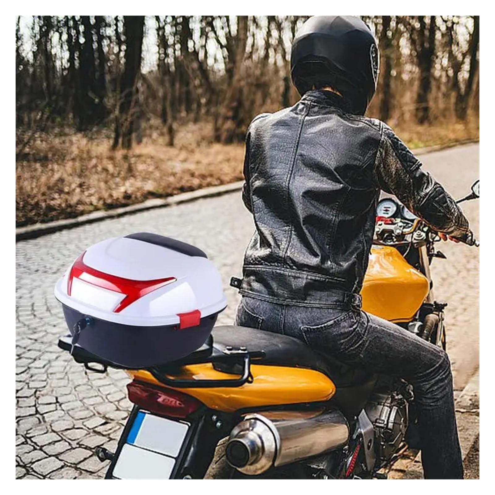 Niebieska tylna skrzynia motocyklowa z odblaskami - trwała walizka do bagażu rowerowego, pojemnik na plecak na siedzenie, idealne akcesoria do transportu motocykli