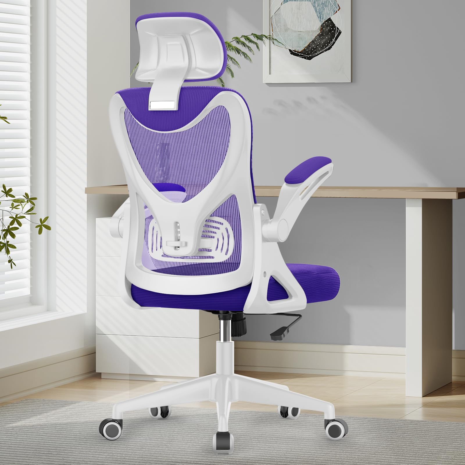 YONISEE Office Chair - Ergonomic Desk Chair with Lumbar Support Headrest Adjustable, Padded Flip-up Armrests Comfy Seat Cushion High Back Executive Manager Chair For Home Office — image 1