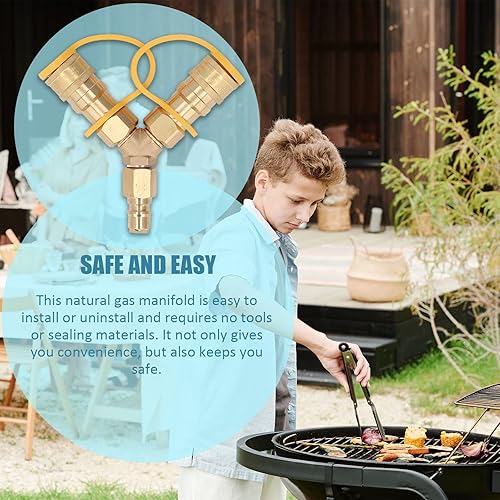 Miniatura 5 de Sanpyl Divisor en Y de 38", adaptador de accesorios de conexión o desconexión rápida de gas para gas de baja presión o, adecuado para parrilla de