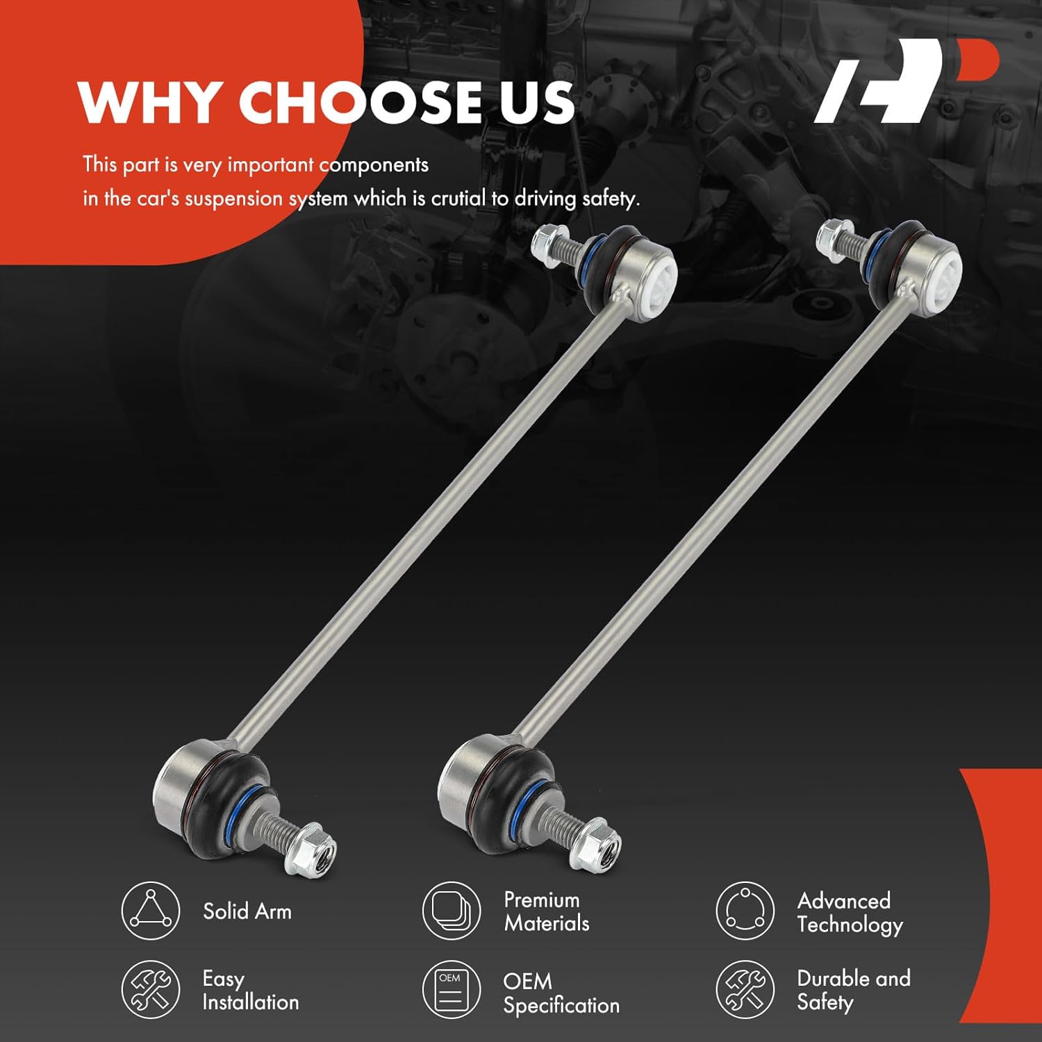 A-Premium 2 x Front Sway Bar Links Stabilizer Bar Links, Compatible with Volvo XC60 2010-2017, S60 2011-2018, S60 Cross Country 2016-2018, XC70 2008-2016, S80 2007-2016, V60 (Cross Country), V70