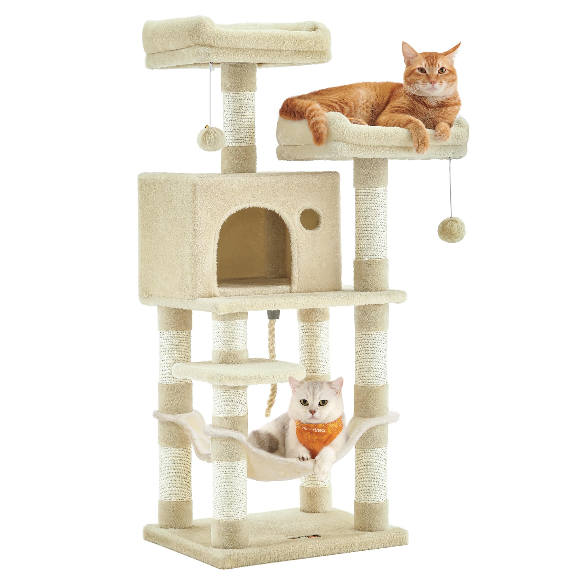 Arbre à chat de 112 cm en peluche haut de gamme avec niche Feandrea