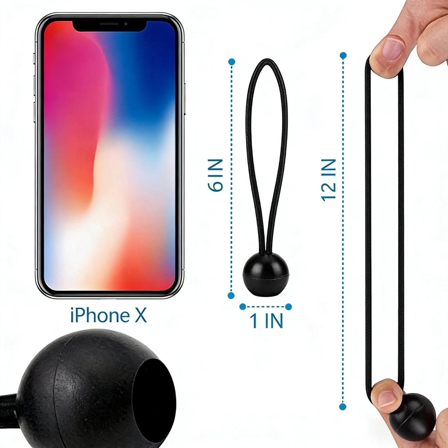 ZOAN 25Pcs Ball Bungee Cord, 6 Inch Heavy Duty Bungie Cord Balls Tarp Tie Down Camping Bungee Balls, for Tents, Wires Hoses Patio Umbrellas Awing (Black)