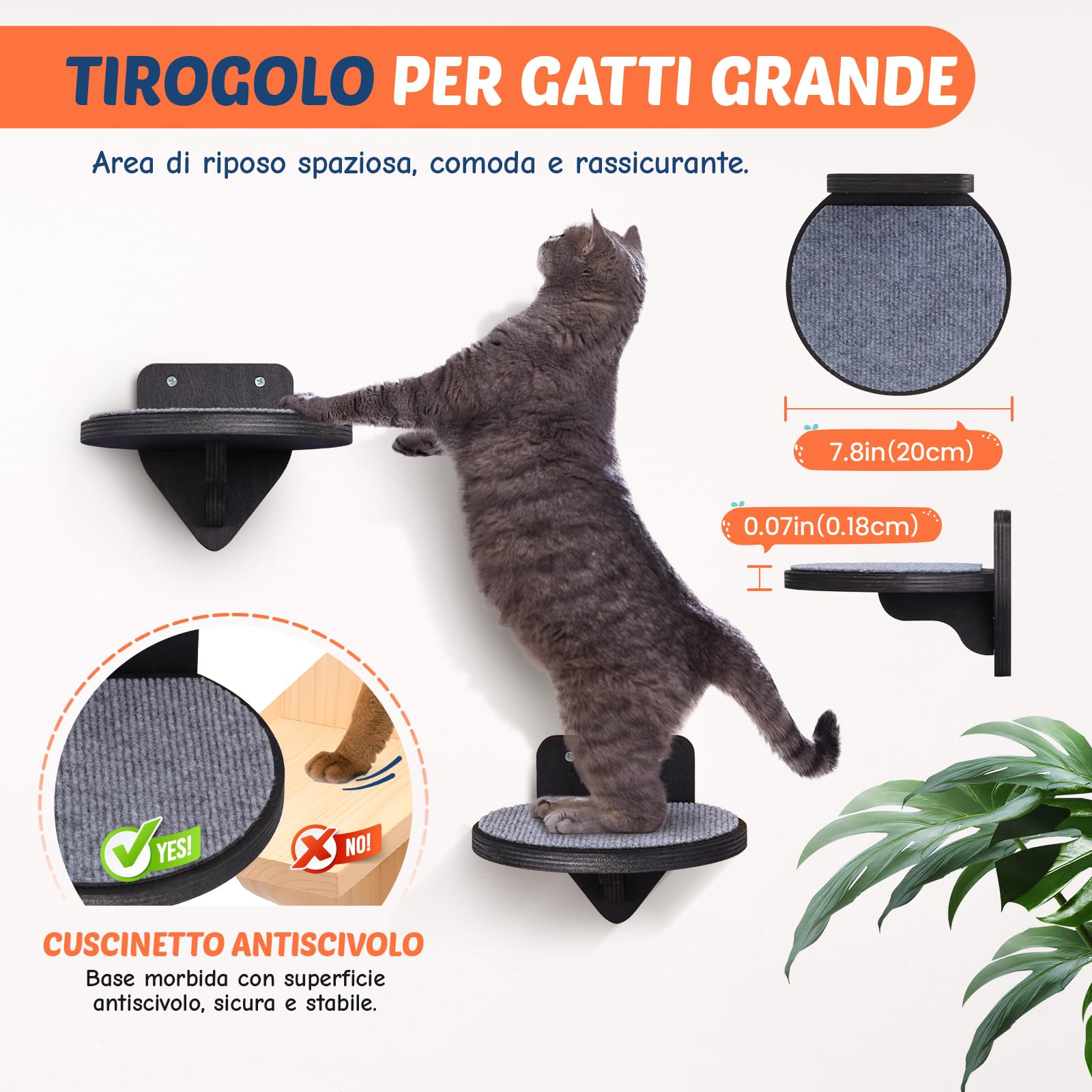 BSWAY Trespolo per Gatti con Parete Amaca e 3 Gradini, Multifunzionale per Dormire, Giocare e Arrampicarsi (XL, Letto per gatti​)