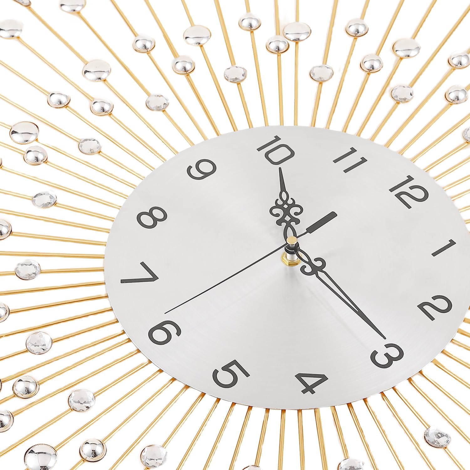 SIN&MI Large Wall Clock Decorative with Dazzling Crystals, Battery Operated Modern Elegance, Metal Wall Clocks for Living Room & Bedroom Decor, Exquisite Kitchen Decoration Clock 20 Inch