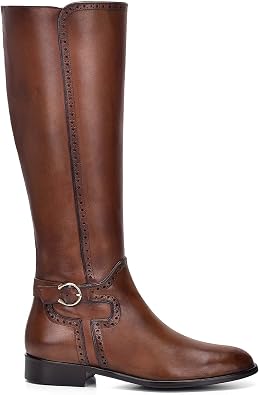 FRANCO CUADRA Womens Riding Boot in Genuine Leather Honey Brown