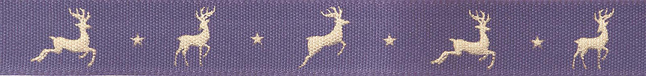 Berisfords Polyester Ribbon, Mulberry/Gold, 15mm x 20m