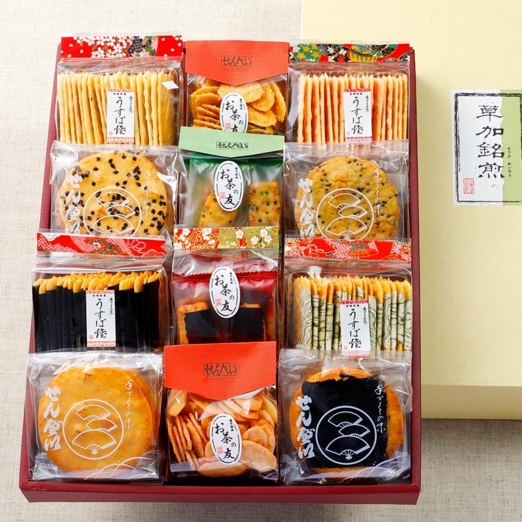 草加銘煎 せんべい ギフト 【 手提げ袋付き 】 (450g) 包装済 詰合せ 贈答 ギフト 手土産 お菓子 加賀屋米菓
