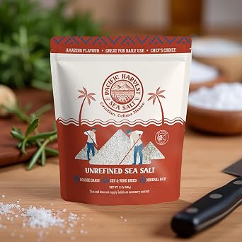 Pacific Harvest Sea Salt | Coarse Grain Natural Sea Salt | Hand Harvested in Colima Mexico | Unrefined, No Additives (17.6)