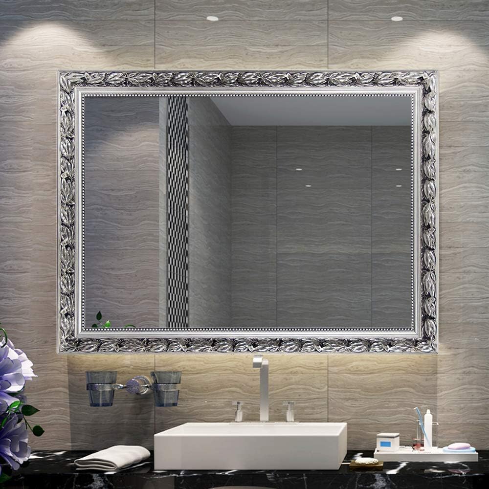 Hans & Alice Large Silver Vanity WallMounted Mirror, 37.5