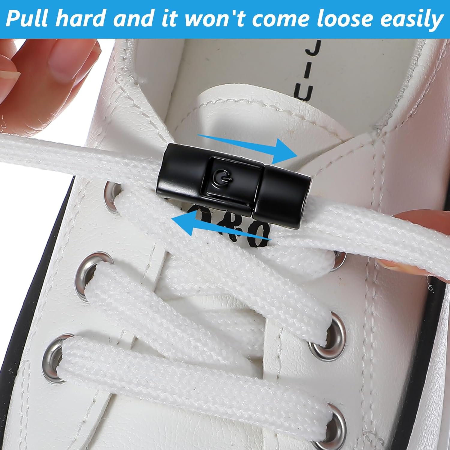 6 PCS Shoelaces Buckle Lock, No Tie Lazy Elastic Magnetic Shoelace Buckle Switch Solution for Kids Adults (Black, White, Gray) - Image 5