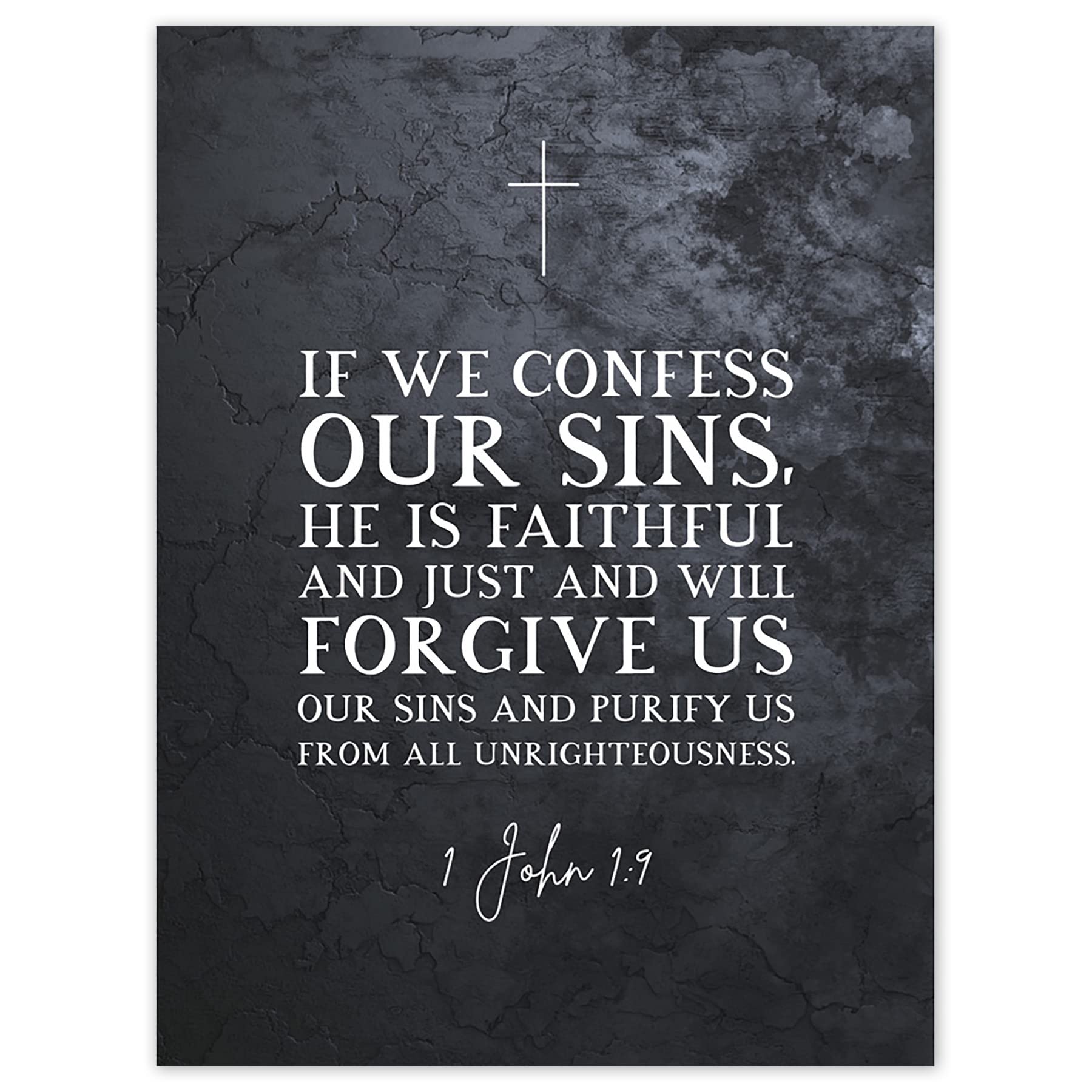 Artery8 1 John 1:9 Confess He is Faithful and Just Forgive Us Our Sins Christian Bible Verse Quote Scripture Typography Art Print Canvas Premium Wall Decor Poster Mural
