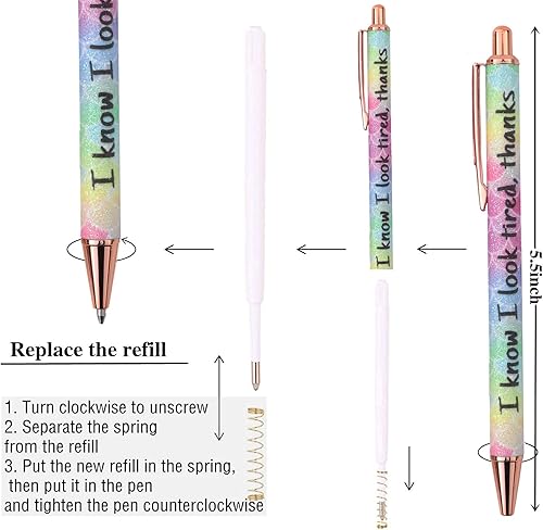 Miniatura 8 de Tusztus Paquete de 7 bolígrafos divertidos para el día a día, divertidos bolígrafos de siete días de la semana, describiendo la mentalidad,