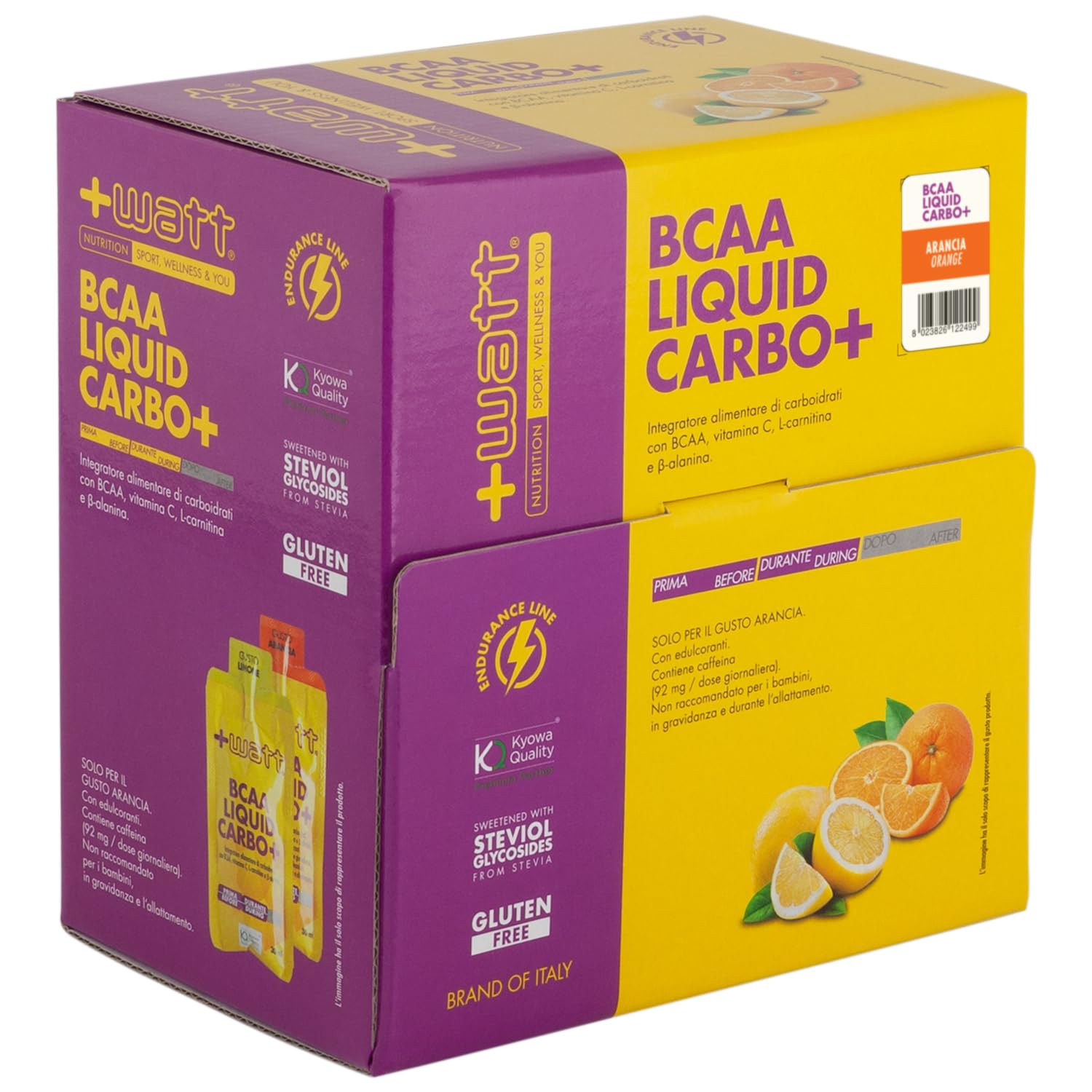 BCAA Liquid Carbo+ - suplement żywności ciecz węglowodanowa z BCAA - bezglutenowa - Box 30 etui na smak pomarańczowy