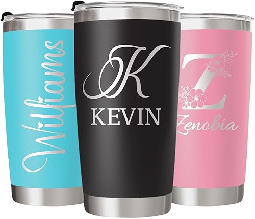 Petalsun Vaso personalizado con nombres, 12 diseños, 10 colores, vaso de 20 onzas con tapa, regalos personalizados para el día de la madre para