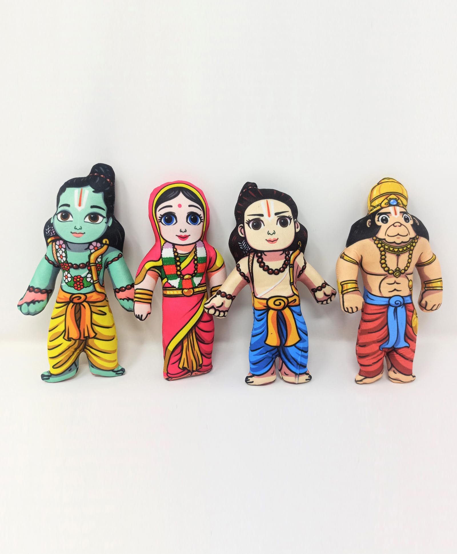 Vrindavanstore.in Shri Ram Family Plush Toy Set Lord Ram, Sita MATA, Hanuman Ji & Laxman Soft Toys for Kids (Pack of 4)