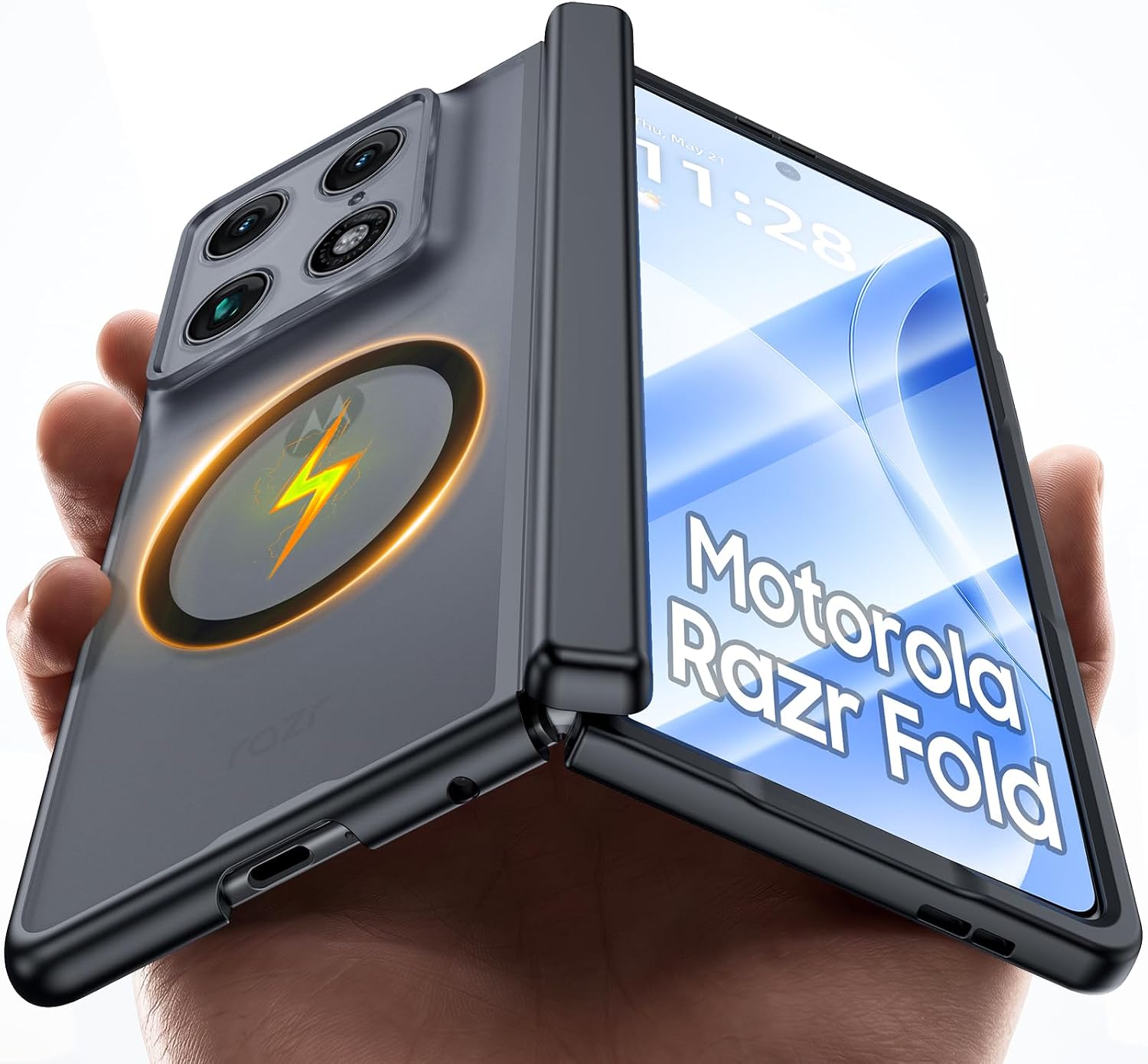 Magnetic Case for Motorola Razr Fold, Built in HD Screen Protector