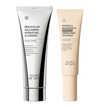 Allies of Skin Hydrating Cleanser & Advanced Peptides Daily Moisturizer | Nourishing Duo to Firm and Moisturize Skin for Healthy Glowing Skin 2.4 oz/ 1.6 oz