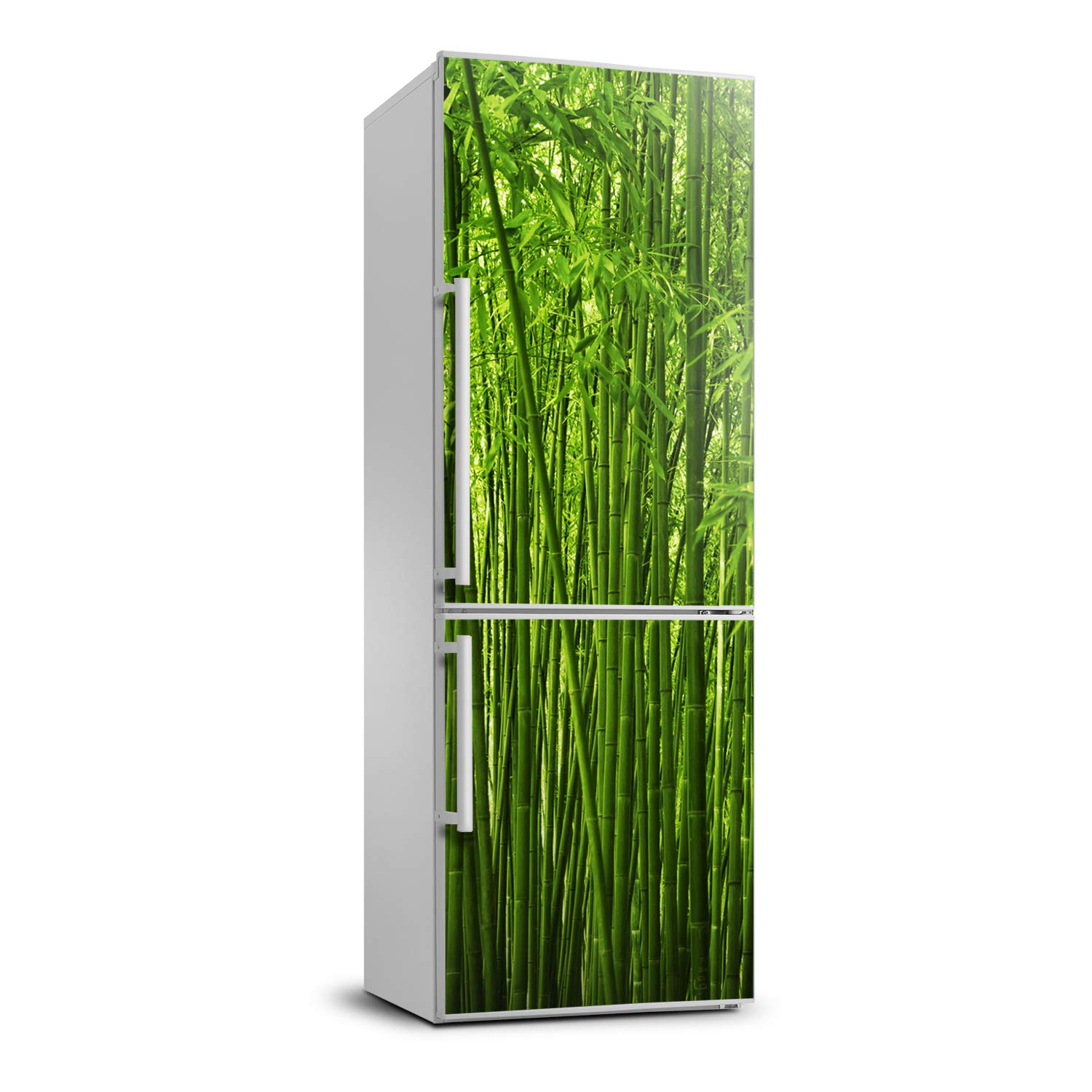 Autocollant frigo 70x190cm foret de bambou pour masquer les rayures de l'inox