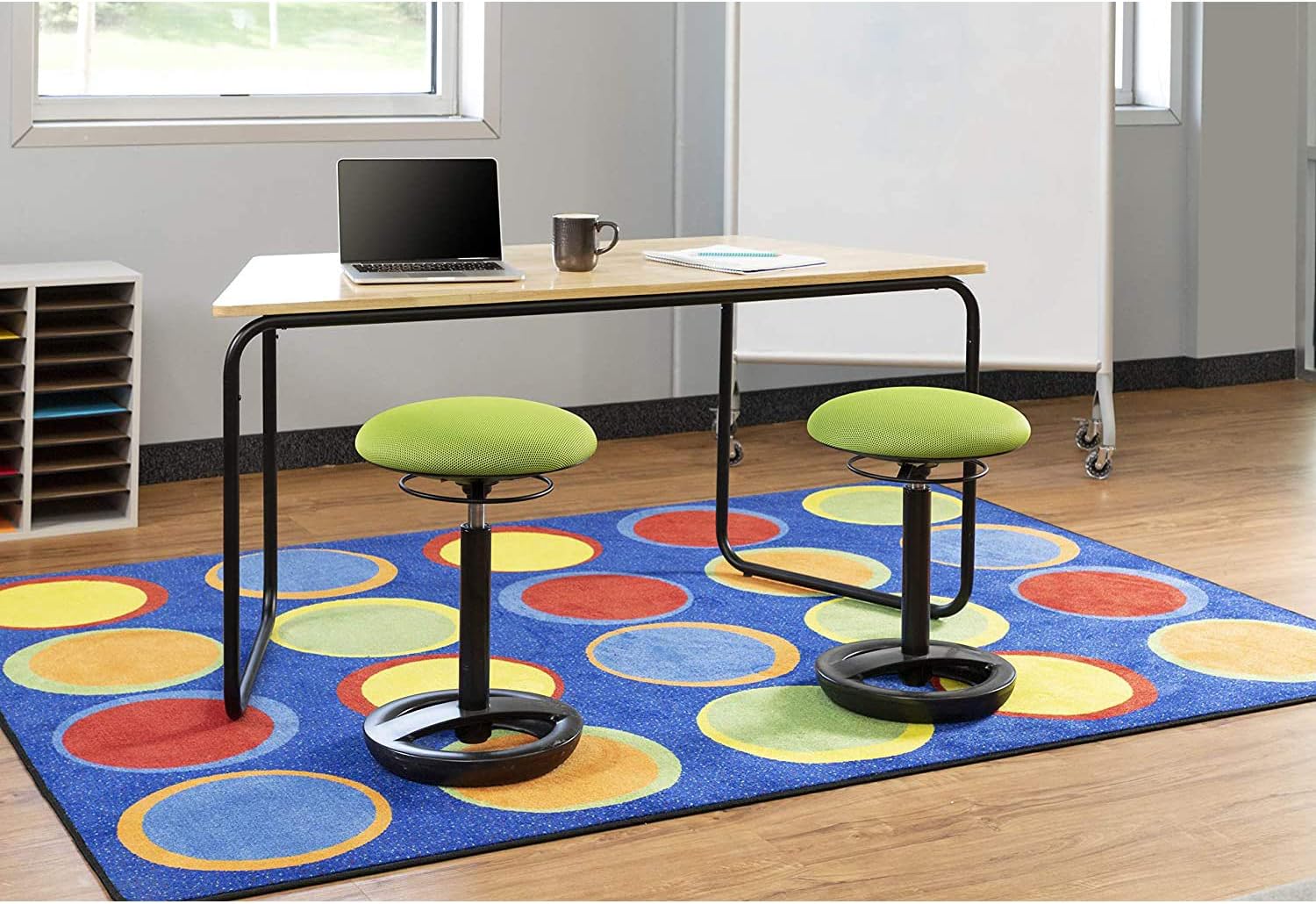 Safco Twixt Active Movement Seating Chair, Ergonomic Support, Adjustable Height, Green Mesh