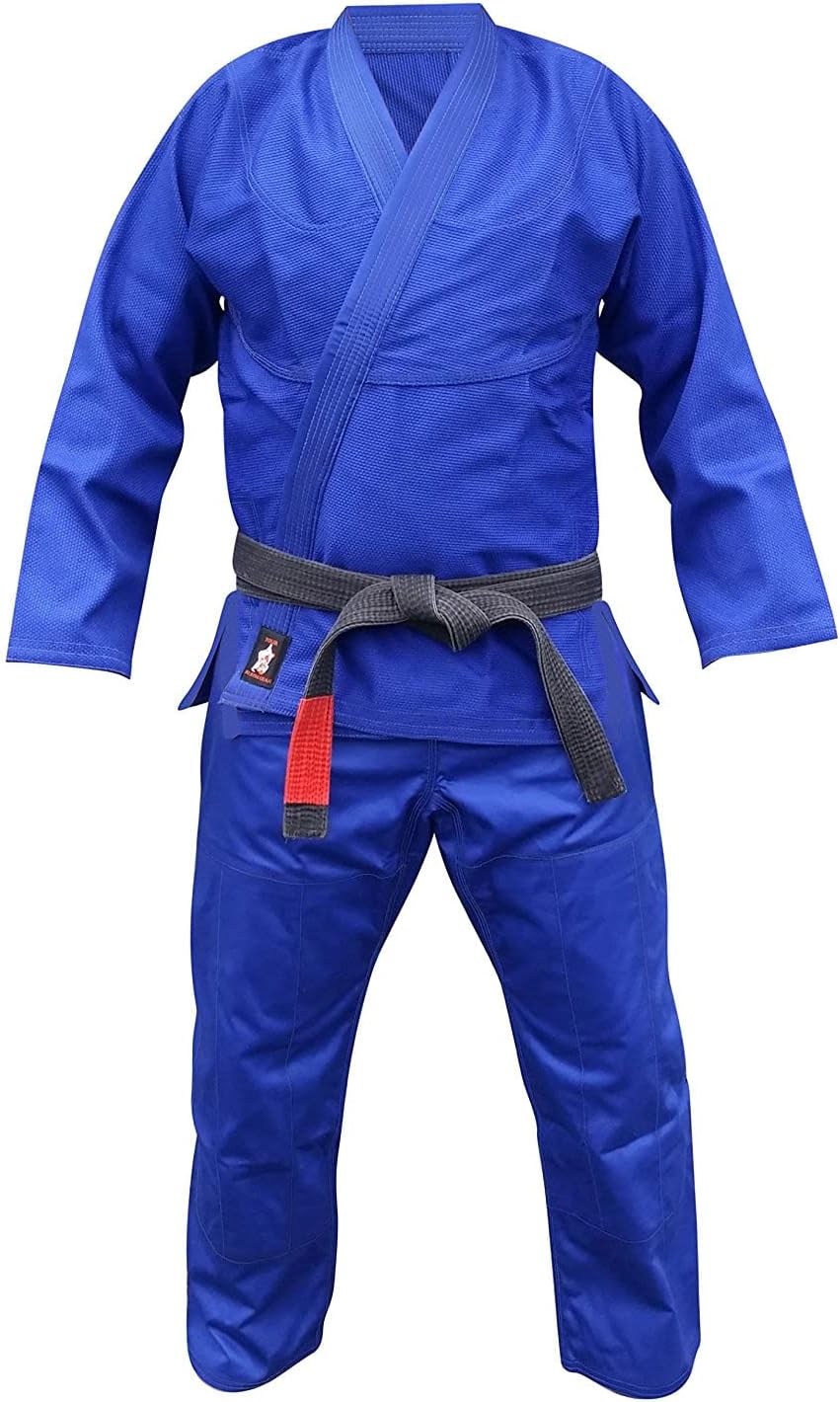 BJJ Gi - Brazilian Jiu Jitsu Sports Uniform Blue White Black or Gray Jacket & Pants w White Belt