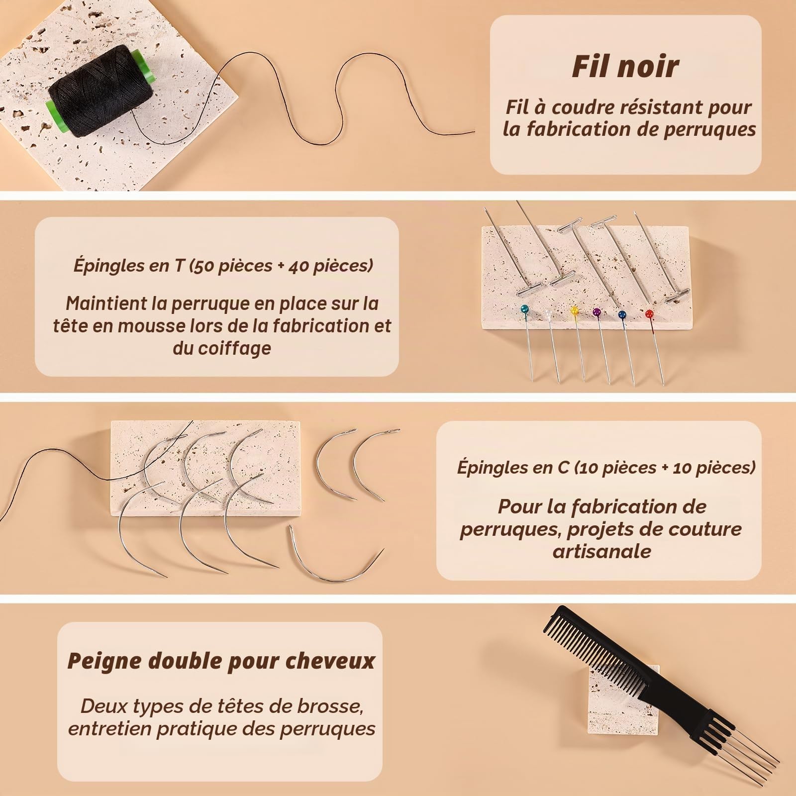 Support à Perruque 63" Réglable avec Tête de Mannequin 22" - Support en Toile pour Perruques - Ensemble pour Cosmétologie