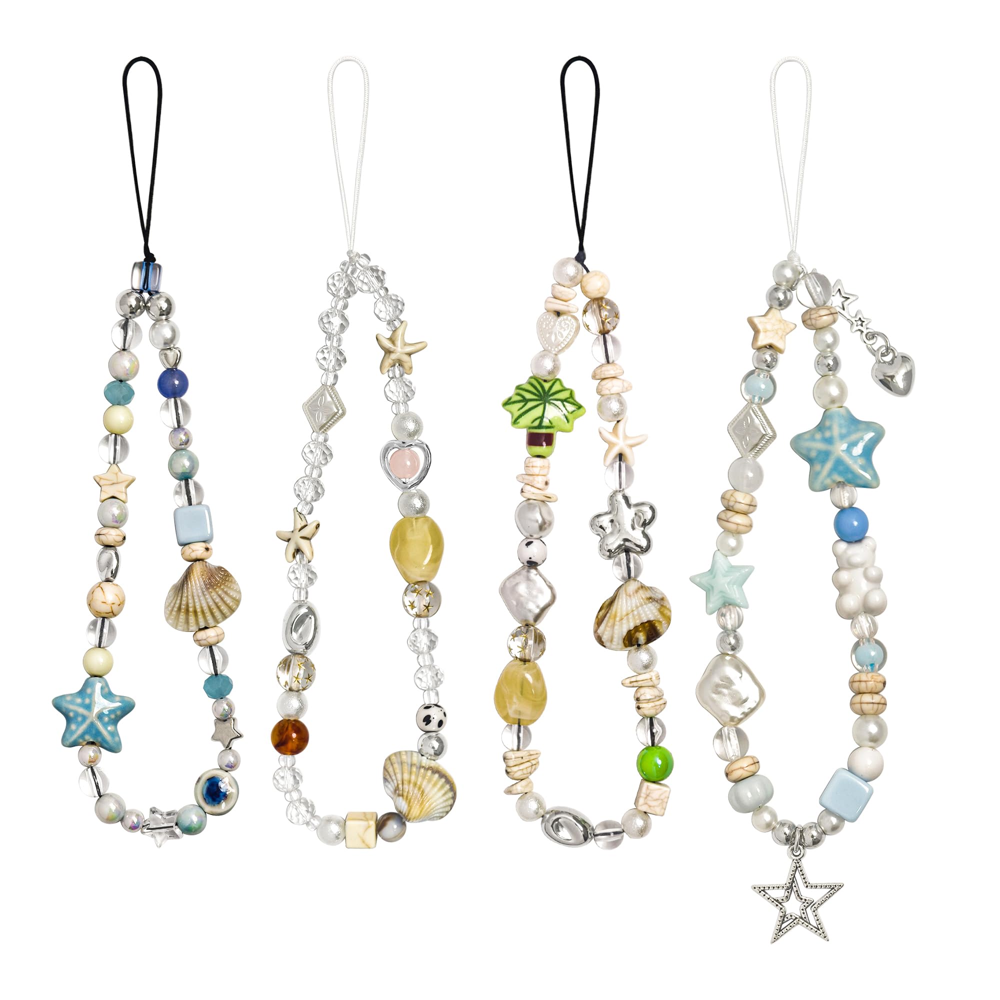 cioatu 4 Pieces Cute Phone Charms Beaded Phone Strap Aesthetic Y2K CellPhone Keychain Cute Bear Butterfly Heart Cool PhoneCharm for Bag Keychain Airpods Camera Pendants Decor-image-9