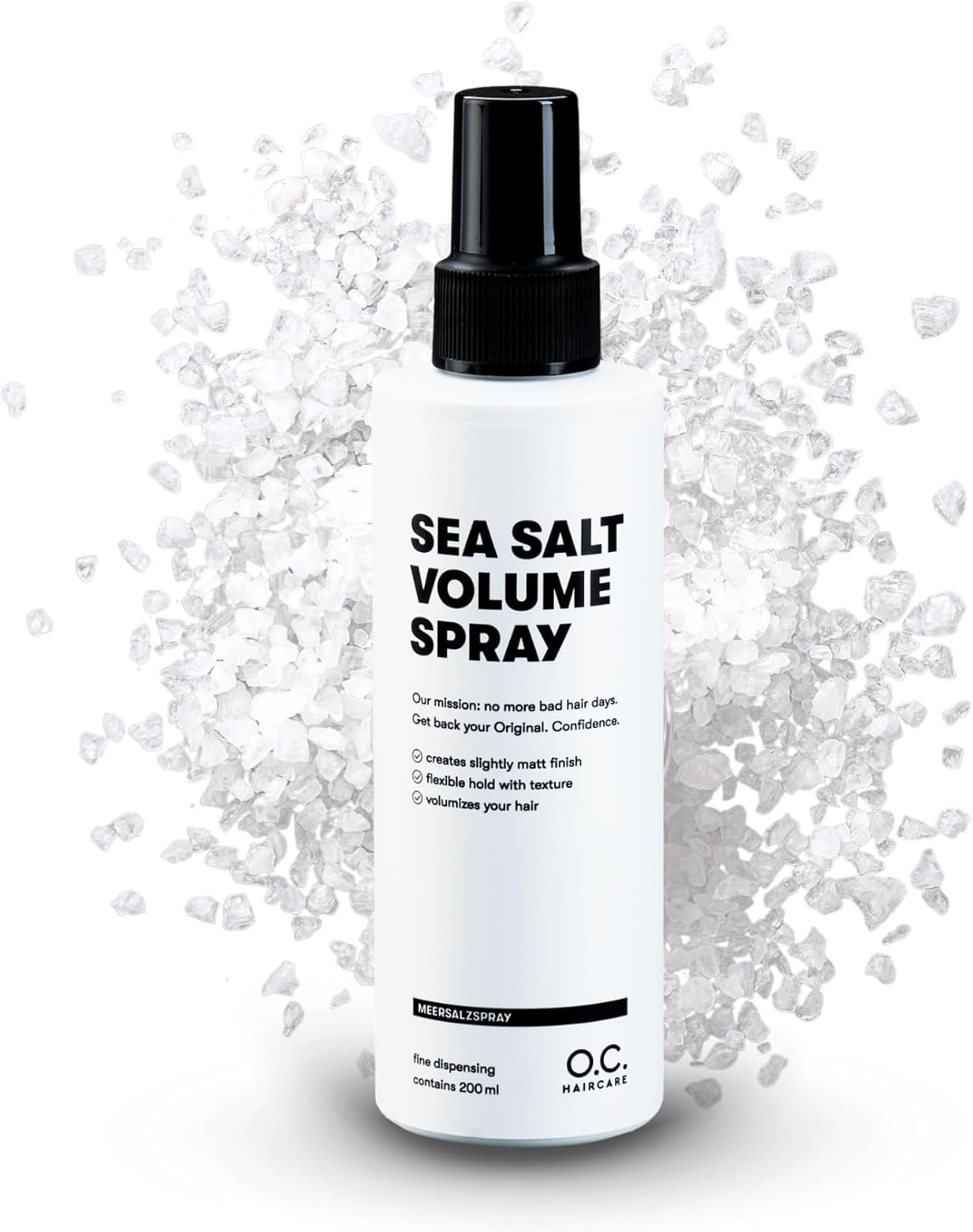 O.C. HAIRCARE Sea Salt Spray – 200 ml Sea Salt Spray for Hair – 30 Days Risk-free Test – Volume Booster for a Fuller Hair Feel with Strong Hold – 100% Vegan & Made in Germany