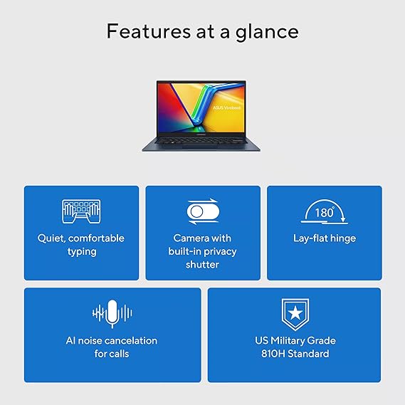 ASUS Vivobook Laptop 2025 Ultra Portable Business Computer, 14 FHD Display, 16GB RAM, 1TB Storage (512GB SSD + 500GB Ext), 6-Core Intel i3-1315U, MarxsolAccessory, Win 11 Pro, Lifetime Office 2024