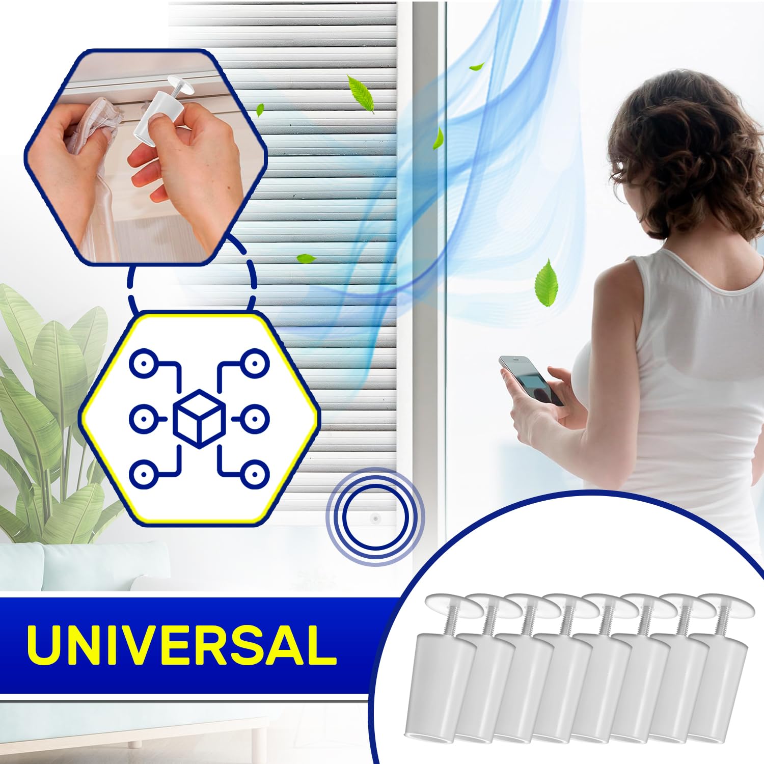 MONTERAL 8 Pieces Blind Stop 60 mm White - Image 3