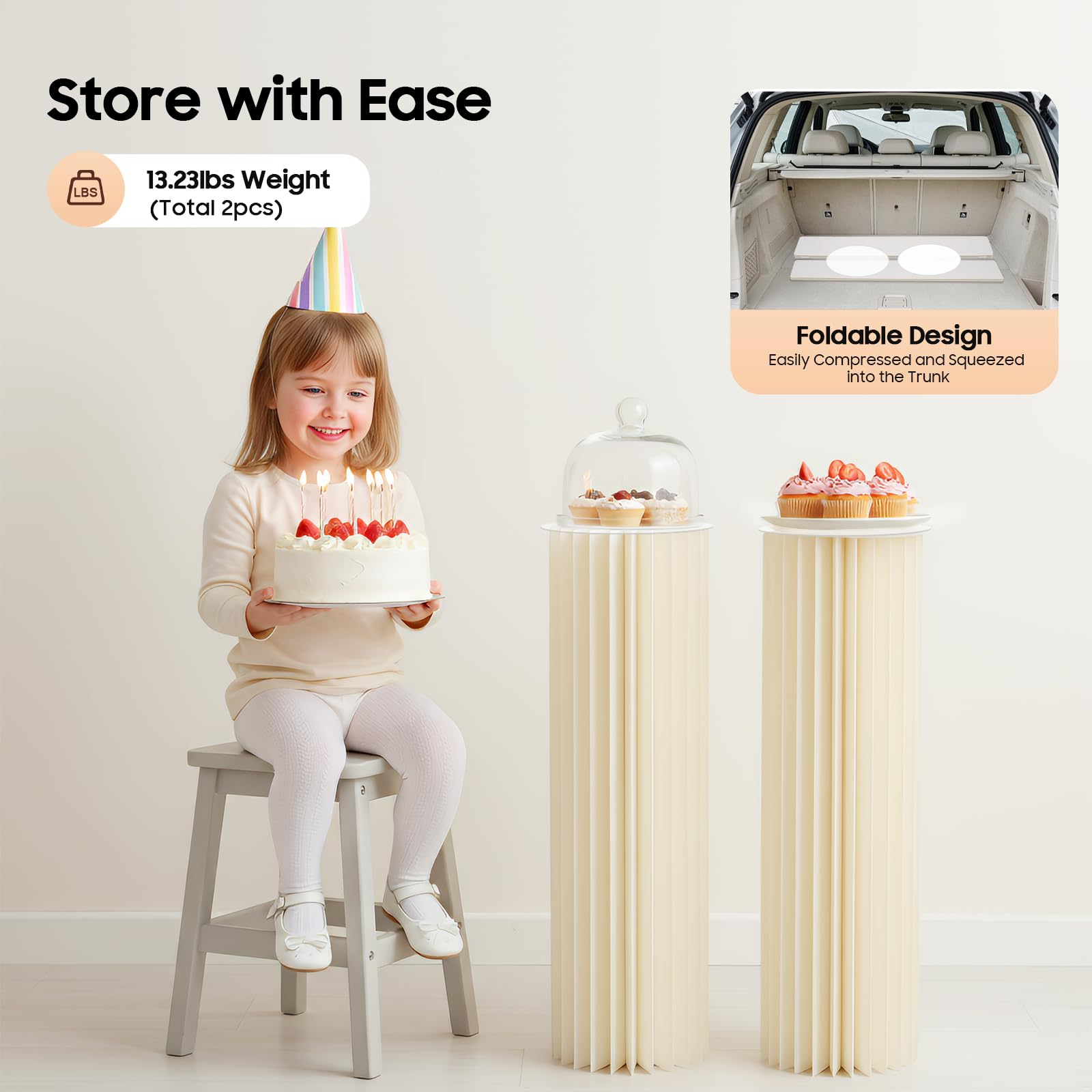 Espositore da tavolo pieghevole in cartone, supporto a fiori cilindrico, espositore da colonna, adatto per matrimoni, feste di compleanno, feste di Natale, decorazioni per San Valentino, banchetti
