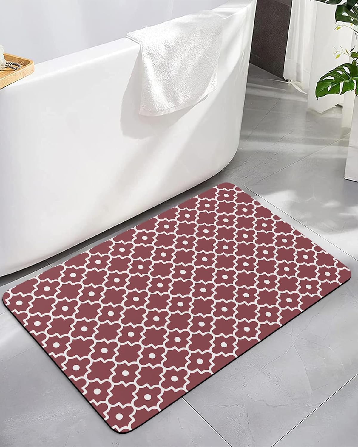 Bath Mat, Morocco Geometric Pattern Christmas Decor