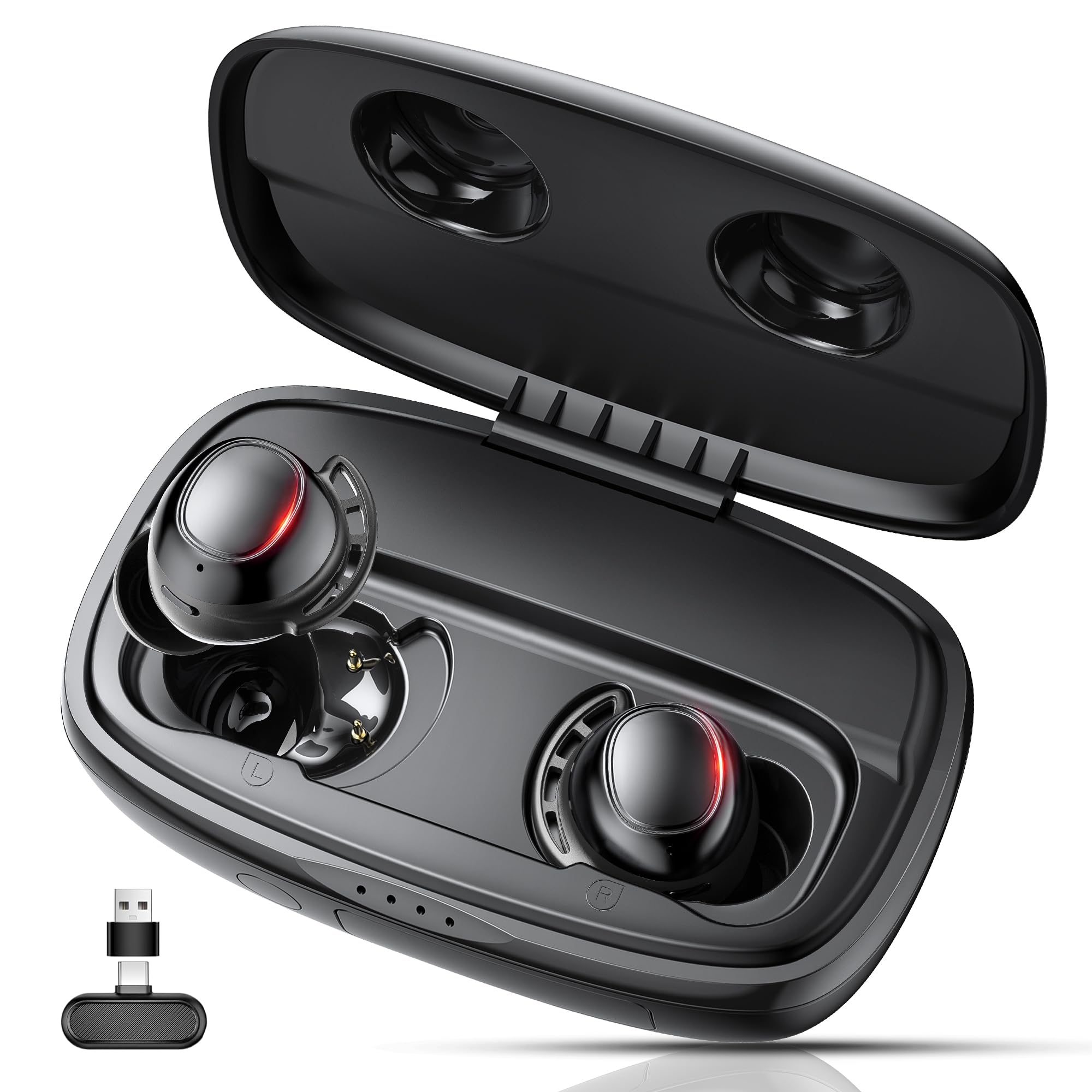 IAMJOY Gaming Earbuds, 20ms Low Latency Earbuds, Compatible with Meta Quest 3/2, PS5/4, with 2.4Ghz Dongle &amp; Bluetooth, Gaming for Steam Deck, VR, Switch, PC (Soft Black)